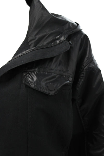 Nike Womens Bomber Jacket Windbreaker Black High Neck Snap Size S