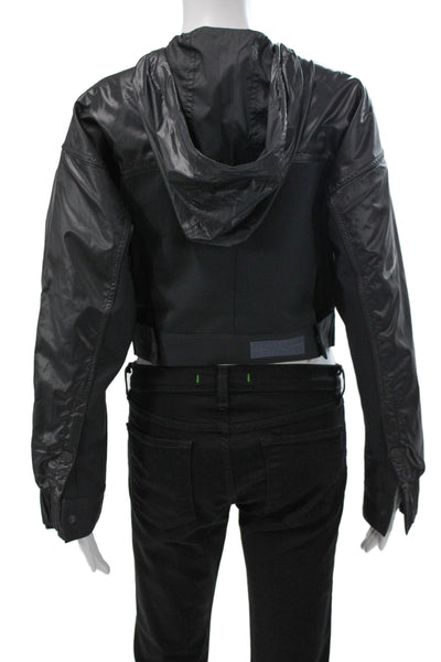 Nike Womens Bomber Jacket Windbreaker Black High Neck Snap Size S
