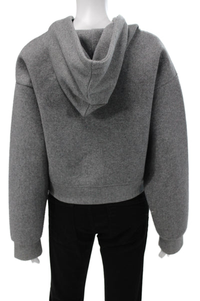 Zara Women Full-zip Hoodies Gray Polyester Long Sleeve Size L