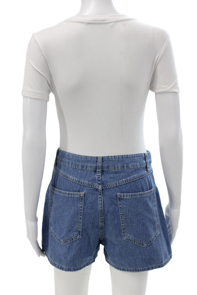 Zara Women Mini Skort Blue Cotton Polyester Viscose Solid Size S