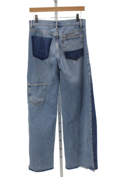 Zara Women Wide Leg Jeans Blue Cotton High Rise Size 4