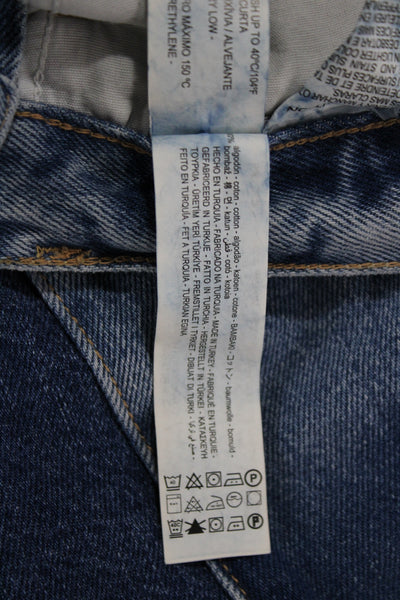 Zara Women Wide Leg Jeans Blue Cotton High Rise Size 4