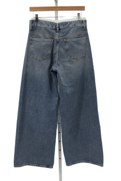 Zara Womens Wide Leg High Rise Blue Cotton Jeans Maternity Size 2