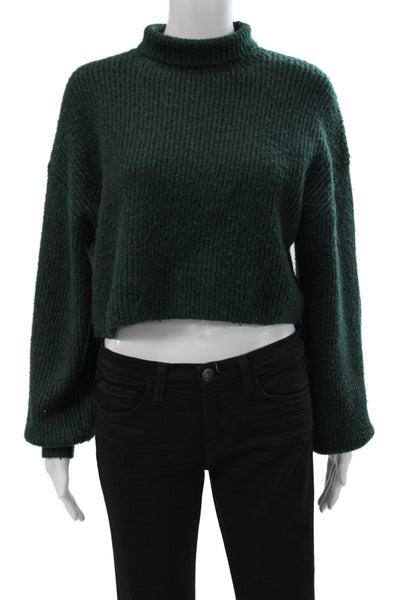 Monki Unisex Green Mock Neck Pullover Sweater Long Sleeve Size S