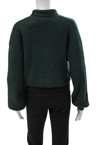 Monki Unisex Green Mock Neck Pullover Sweater Long Sleeve Size S