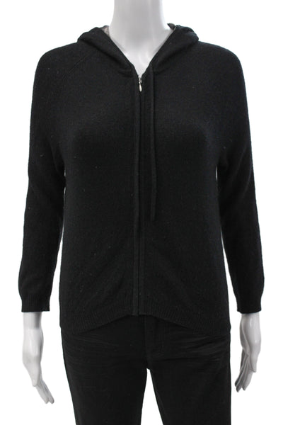 Theory Womens Full-zip Hoodies Black 100% Cashmere Drawstring Long Sleeve Size S