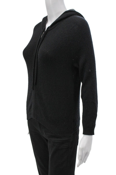Theory Womens Full-zip Hoodies Black 100% Cashmere Drawstring Long Sleeve Size S