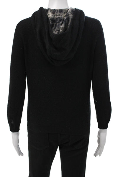 Theory Womens Full-zip Hoodies Black 100% Cashmere Drawstring Long Sleeve Size S