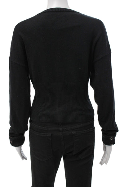 Lioness Unisex Black Cardigan Sweater Crew Neck Button Long Sleeve Size S