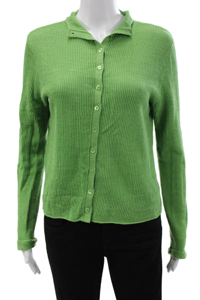 Staud Unisex Cardigan Green Collared Button Wool Nylon Long Sleeve Size M