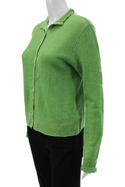 Staud Unisex Cardigan Green Collared Button Wool Nylon Long Sleeve Size M