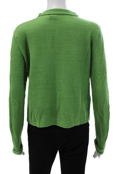 Staud Unisex Cardigan Green Collared Button Wool Nylon Long Sleeve Size M