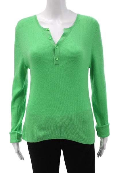The Tile Club Unisex Henley Cashmere Green Round Neck Long Sleeve Size M