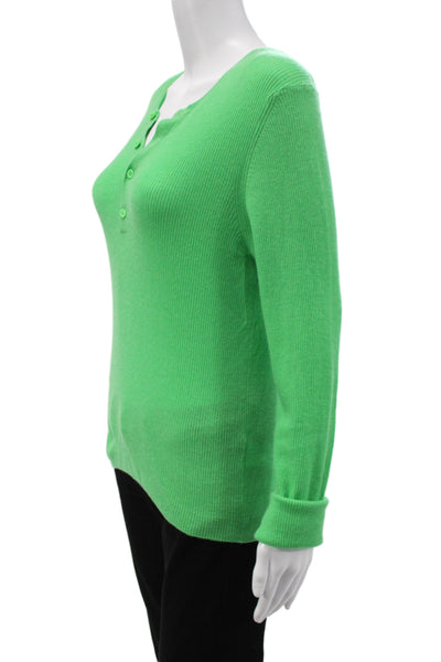 The Tile Club Unisex Henley Cashmere Green Round Neck Long Sleeve Size M
