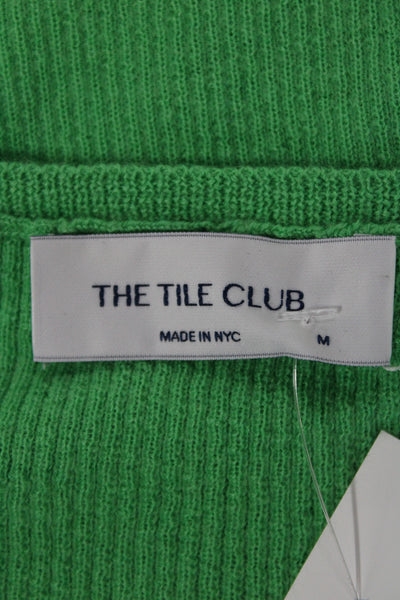The Tile Club Unisex Henley Cashmere Green Round Neck Long Sleeve Size M