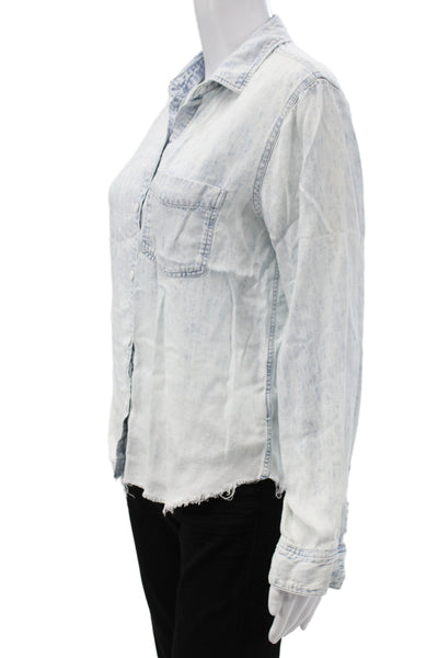 Rails Womens Collared Long Sleeve Button-Up Light Blue Petite Size S