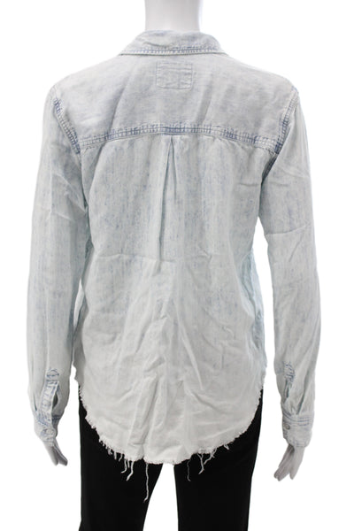 Rails Womens Collared Long Sleeve Button-Up Light Blue Petite Size S