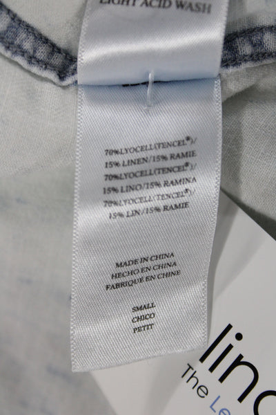 Rails Womens Collared Long Sleeve Button-Up Light Blue Petite Size S