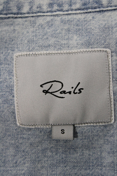 Rails Womens Collared Long Sleeve Button-Up Light Blue Petite Size S
