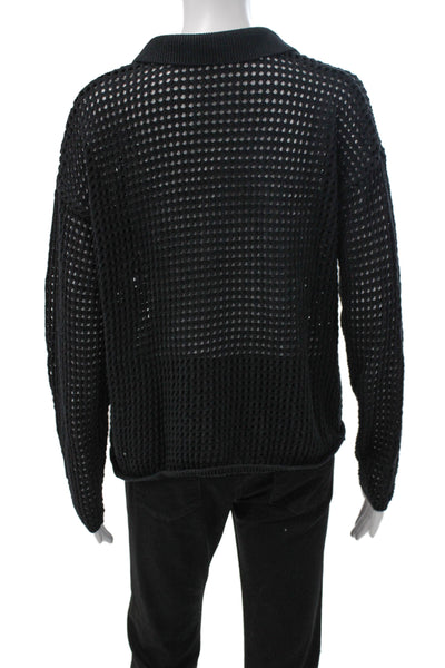 Madewell Unisex Black Cotton Collared Cardigan Long Sleeve Button Size M