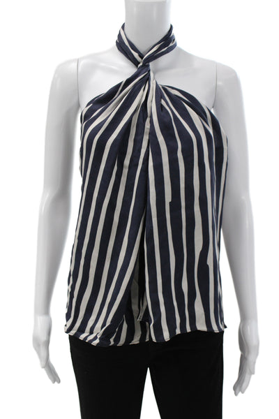 Zara Womens Nautical Striped Dark Blue Sleeveless Tank Viscose Size S