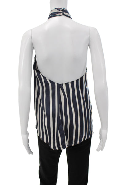 Zara Womens Nautical Striped Dark Blue Sleeveless Tank Viscose Size S