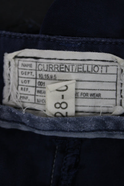 Current/Elliott Unisex Dark Blue Chino Shorts 100% Cotton Size 28