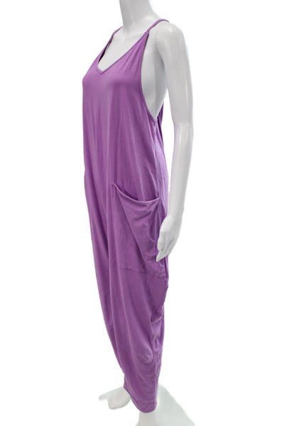 FP Movement Womens Jumpsuit Purple Sleeveless Round Neck Solid Cotton Size M