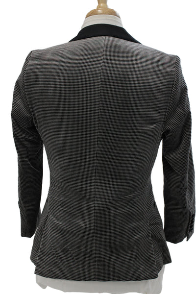 Boss Hugo Boss Mens Tuxedo Blazer Black Check Cotton Button Long Sleeve Size 36