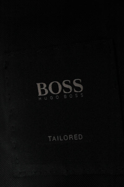 Boss Hugo Boss Mens Tuxedo Blazer Black Check Cotton Button Long Sleeve Size 36