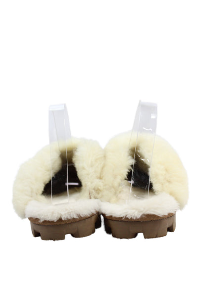 Ugg Womens Suede Coquette Sheepskin Collar Slippers Brown Size 7