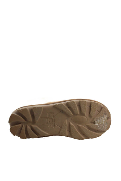 Ugg Womens Suede Coquette Sheepskin Collar Slippers Brown Size 7