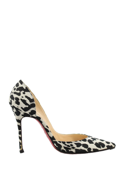 Christian Louboutin Womens Animal Print D'Orsay Pumps White Black Size 37.5 7.5