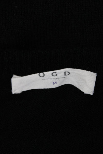 OGD Womens Black 100% Cashmere V Neck Short Sleeve Sweater Size M