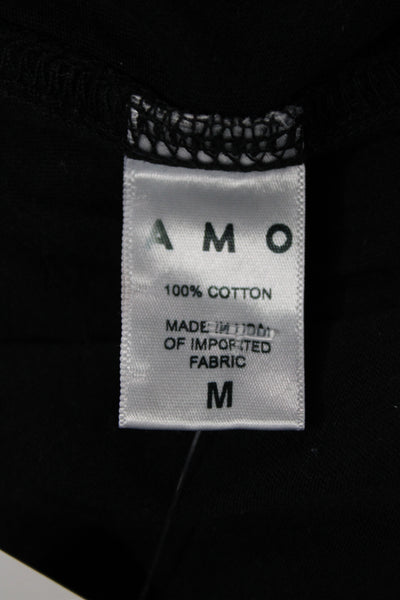 Amo Women Basic Black Cotton Round Neck Short Sleeve T-Shirt Size M