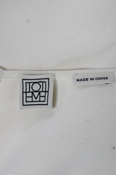 Toteme Women T-Shirt Dress White Mid-Calf Short Sleeve Zip Round Neck Size S