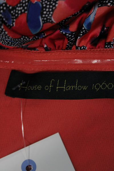 House of Harlow 1960 Womens Cropped Floral Long Sleeve Blouse Red Size XS