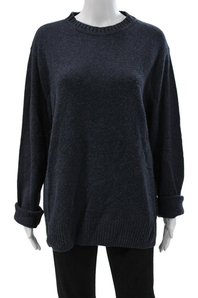 J Crew Unisex Pullover Sweater Dark Blue Merino Wool Crew Neck Size L