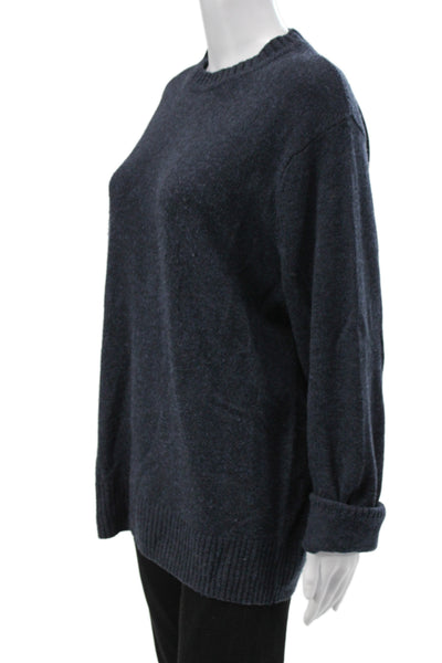 J Crew Unisex Pullover Sweater Dark Blue Merino Wool Crew Neck Size L