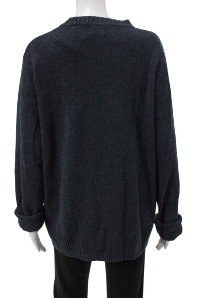 J Crew Unisex Pullover Sweater Dark Blue Merino Wool Crew Neck Size L