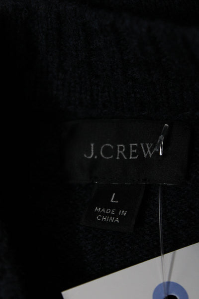J Crew Unisex Pullover Sweater Dark Blue Merino Wool Crew Neck Size L