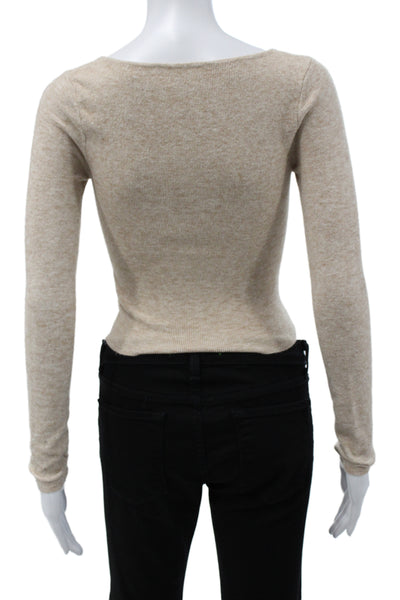 Wilfred Women Pullover Sweater Square Neck Long Sleeve Beige Size S