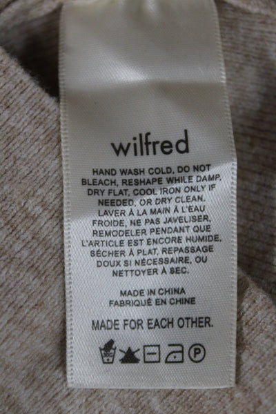 Wilfred Women Pullover Sweater Square Neck Long Sleeve Beige Size S