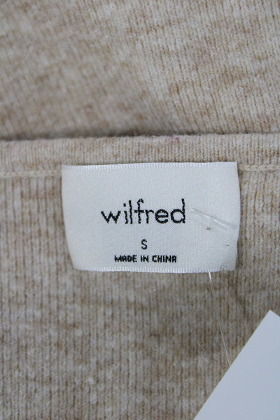 Wilfred Women Pullover Sweater Square Neck Long Sleeve Beige Size S