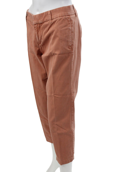 J Crew Womens Petite Ankle Chinos Cropped Khakis Brown Cotton Size 4
