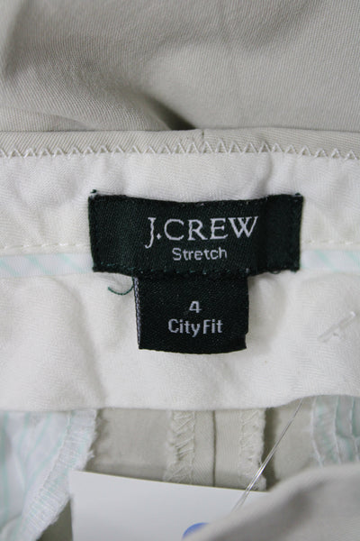 J Crew Womens Chinos Beige Cotton Blend Button Closure Size 4
