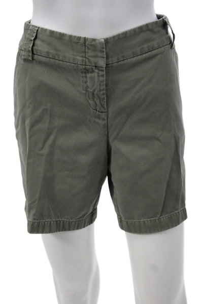 J Crew Unisex Green Chino Shorts 100% Cotton Solid Button Size 4