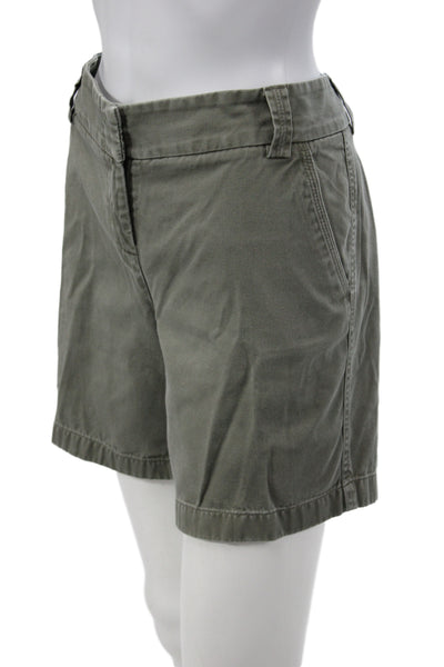 J Crew Unisex Green Chino Shorts 100% Cotton Solid Button Size 4