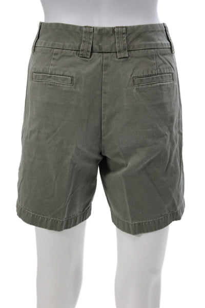 J Crew Unisex Green Chino Shorts 100% Cotton Solid Button Size 4