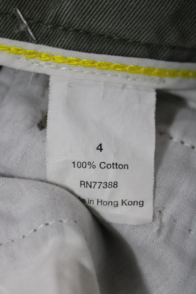J Crew Unisex Green Chino Shorts 100% Cotton Solid Button Size 4